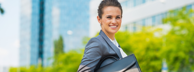 a woman on her way to work