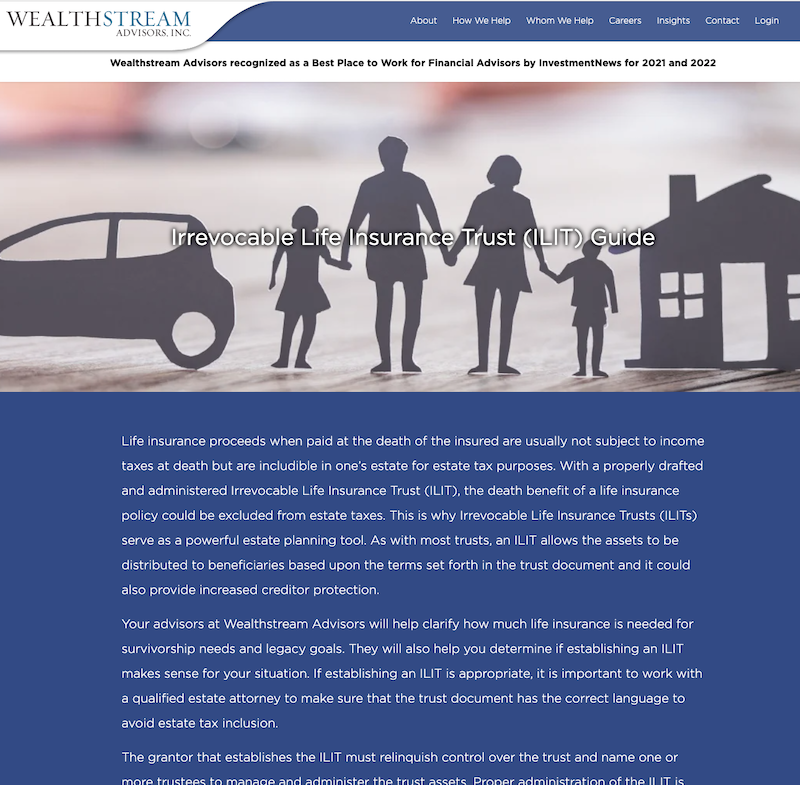 Cover image of Wealthstream ILIT Guide